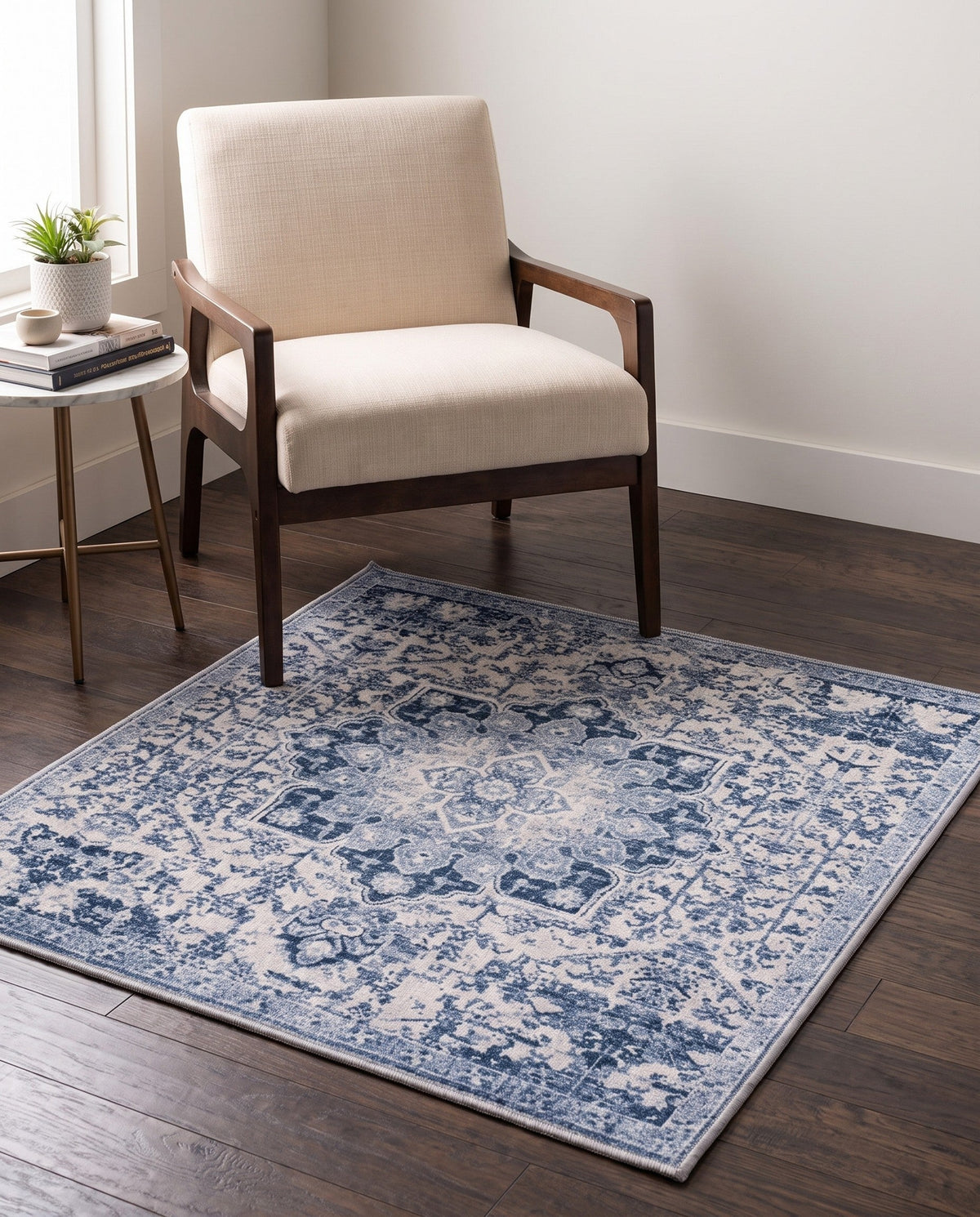 Baroque Era Collection Area Rug - Versailles (Light Gray) Square Light Gray  lifestyle 31