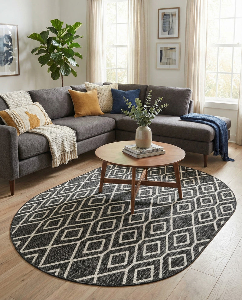 Urban Oasis Rugs Collection Area Rug -  Boulevard (Charcoal Gray) Oval Charcoal Gray  lifestyle 47