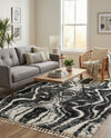 Cozy Cove Shag Collection Area Rug -  Seabreeze Rectangle Black and White  lifestyle 36