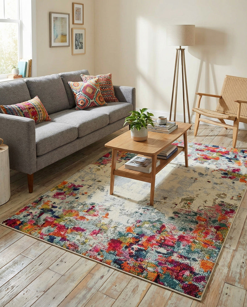 Chromatic Oasis Collection Area Rug -  Blush Rectangle Multi  lifestyle 19