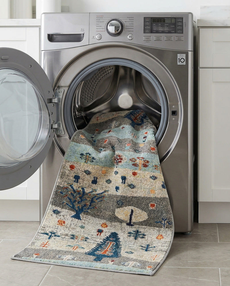 Colorburst Oasis Collection Area Rug -  Mosaic Runner Ivory Gray Blue  lifestyle 58