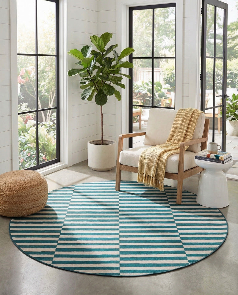 Soho Elegance Collection Area Rug -  Hudson (Turquoise) Round Turquoise  lifestyle 27