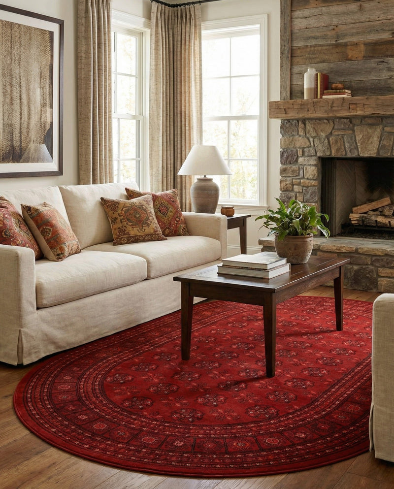 Samarkand Elegance Collection Area Rug -  Konye-Urgench Oval Red  lifestyle 57