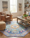 Heritage Elegance Collection Area Rug -  Taj Octagon Blue  lifestyle 58