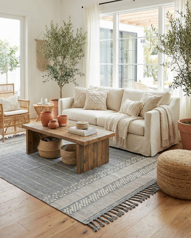 Sustainable Nomad Terrace Collection Area Rug - Reef Rectangle Cool Gray  lifestyle 43