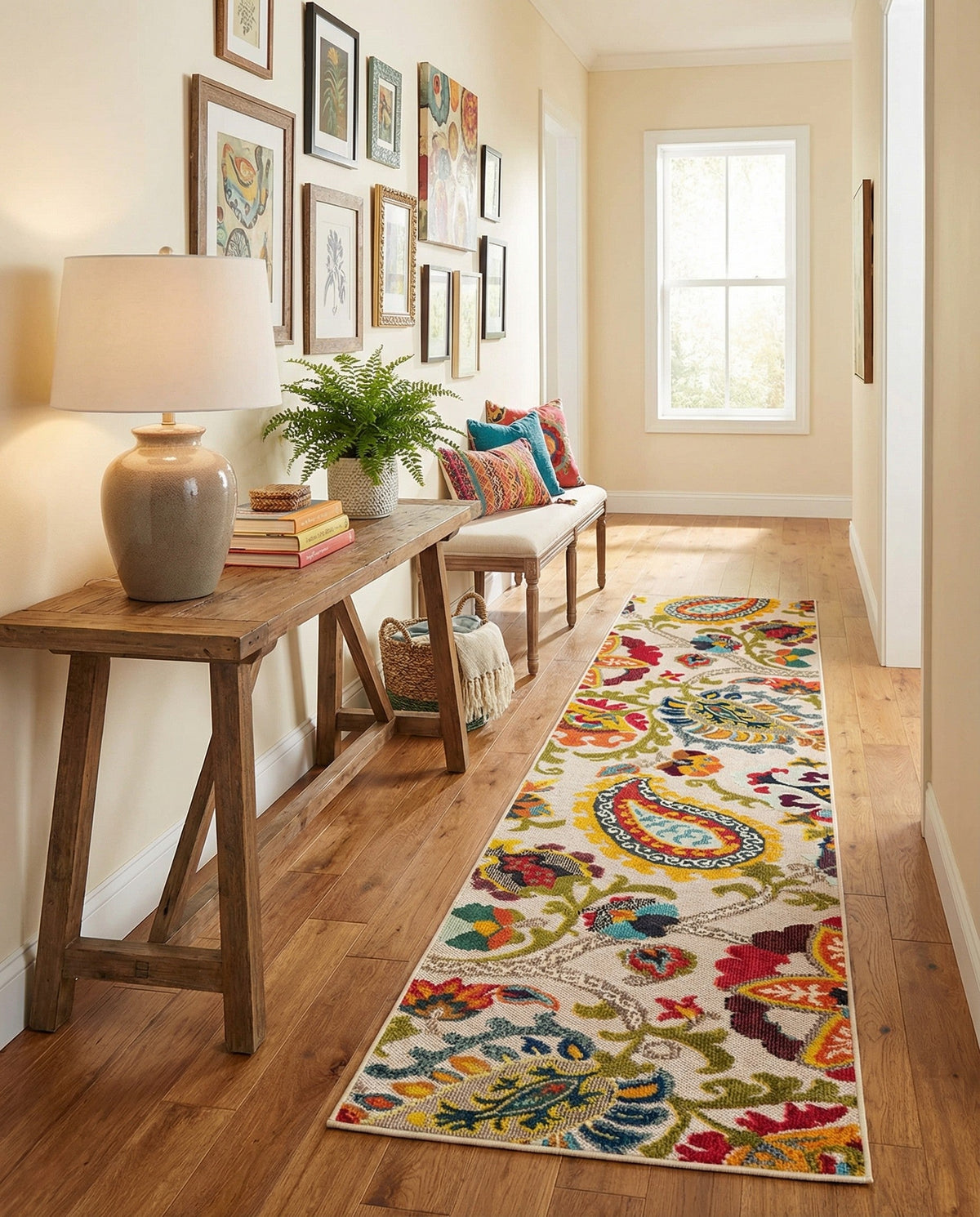 Outdoor Marrakesh Collection Area Rug - Fes Runner Multi Beige  lifestyle 155