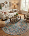 Vintage Memories Collection Area Rug -  Memories Round Blue  lifestyle 80