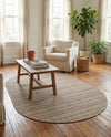 Seaside Stripes Collection Area Rug -  Boardwalk (Natural) Oval Natural  lifestyle 80