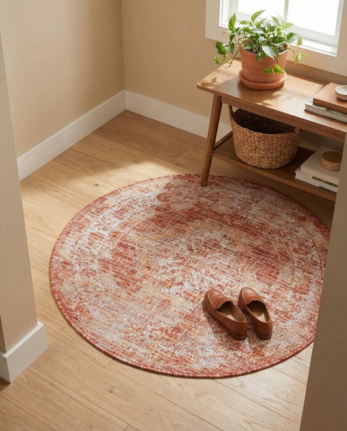 Patio Heritage Collection Area Rug -  Augusta (Rust Red) Round Rust Red  lifestyle 97