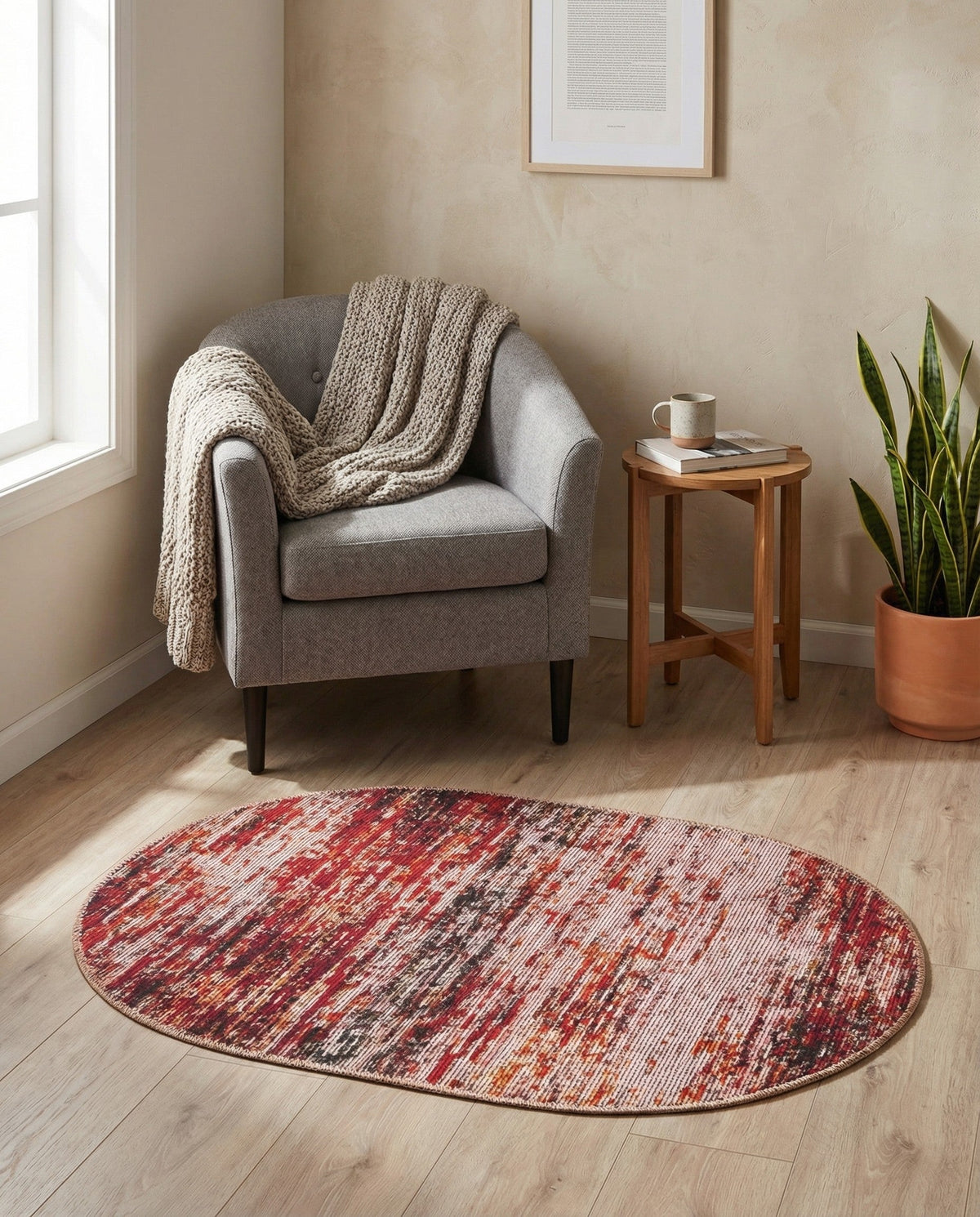Sahara Essence Collection Area Rug - Oasis (Rust Red) Oval Rust Red  lifestyle 89