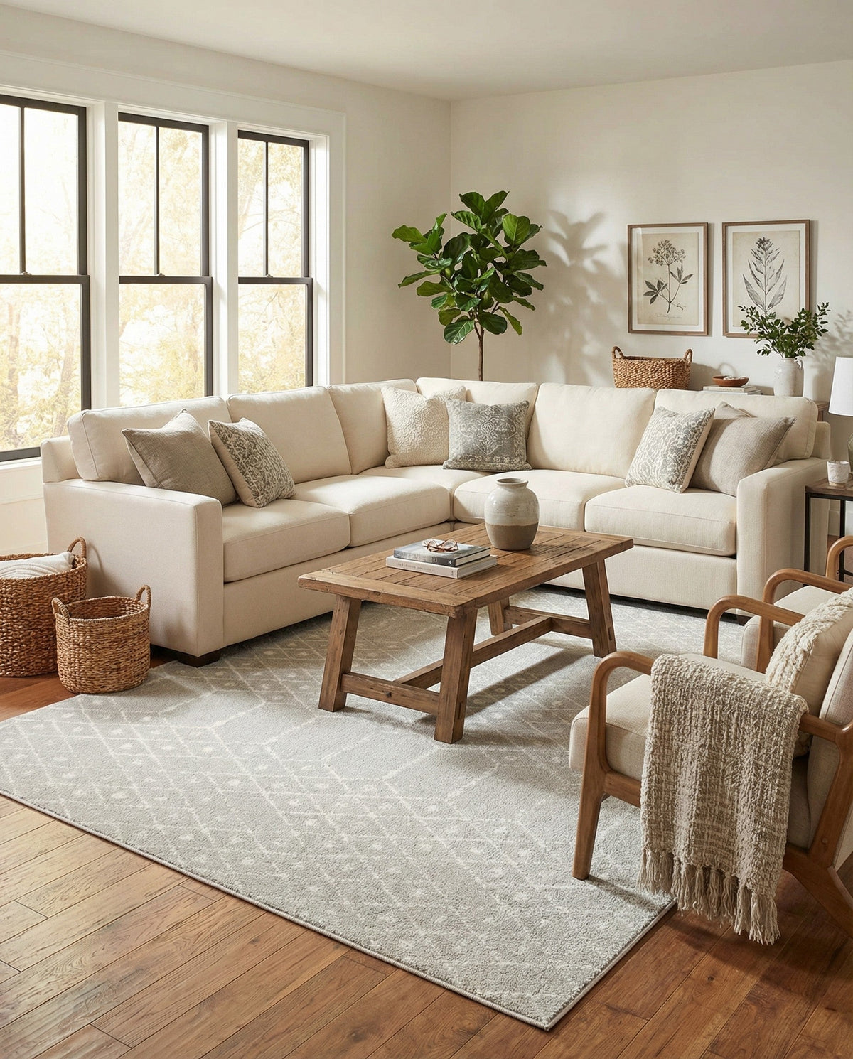 Marrakesh Lattice Collection Area Rug - Casablanca (Light Gray) Rectangle Light Gray  lifestyle 12