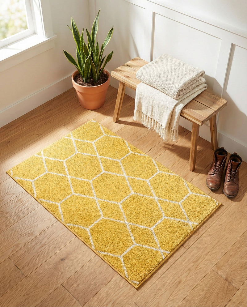 Trellis Mosaic Collection Area Rug - Arborville (Yellow) Rectangle Yellow  lifestyle 9