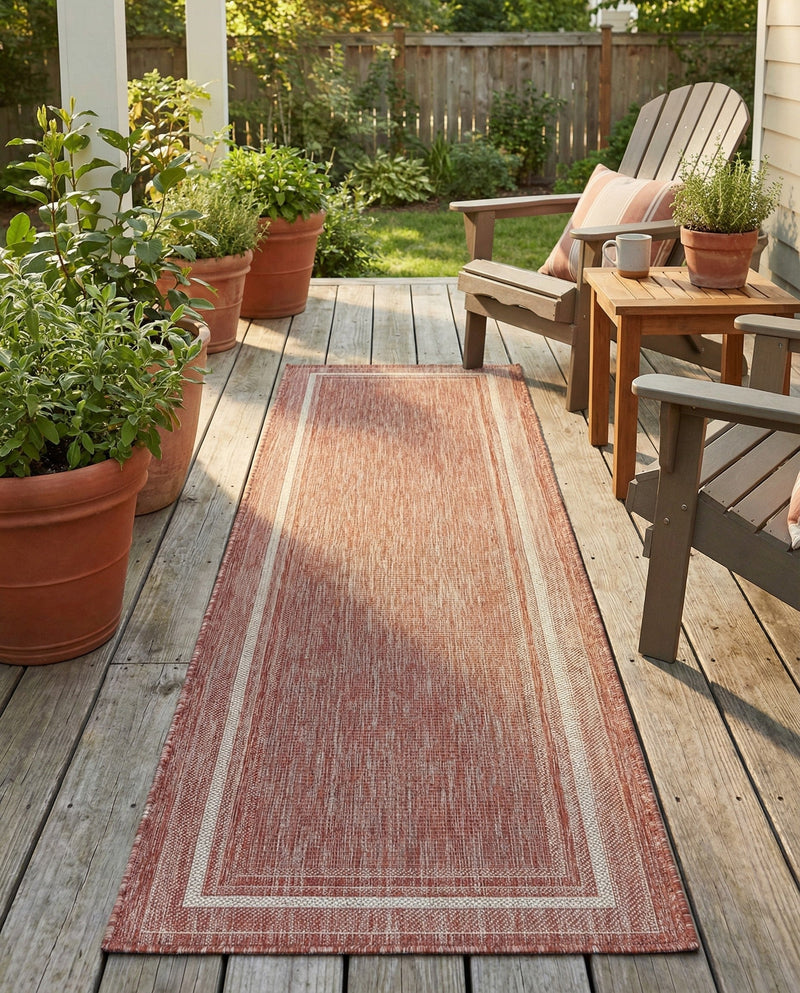 Terrace Fringe Collection Area Rug - Veranda (Rust Red) Runner Rust Red  lifestyle 83