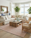Coastal Haven Striped Jute Collection Area Rug - Marina Rectangle Pink and Gray  lifestyle 5
