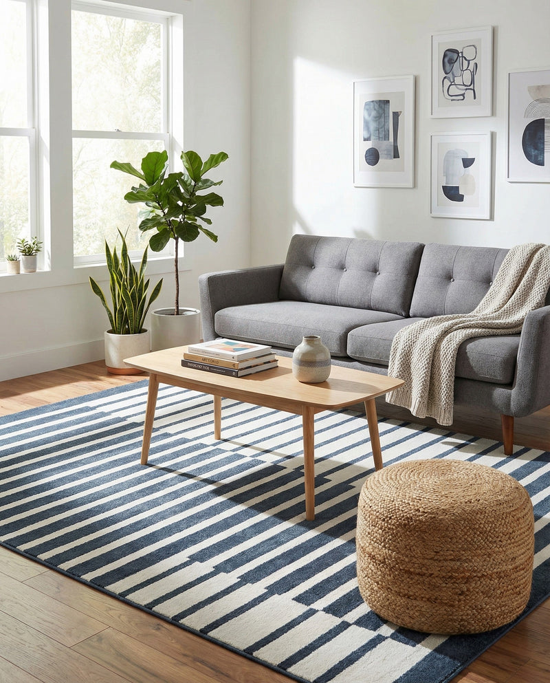 Copenhagen Edge Collection Area Rug -  Vesterbro Rectangle Blue  lifestyle 35