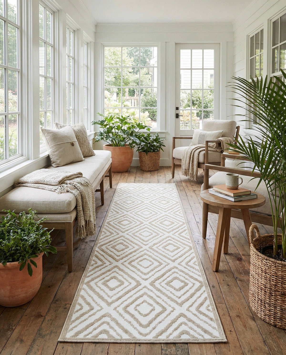 Sanctuary Retreat Collection Area Rug -  Oasis Runner Snow White  lifestyle 80