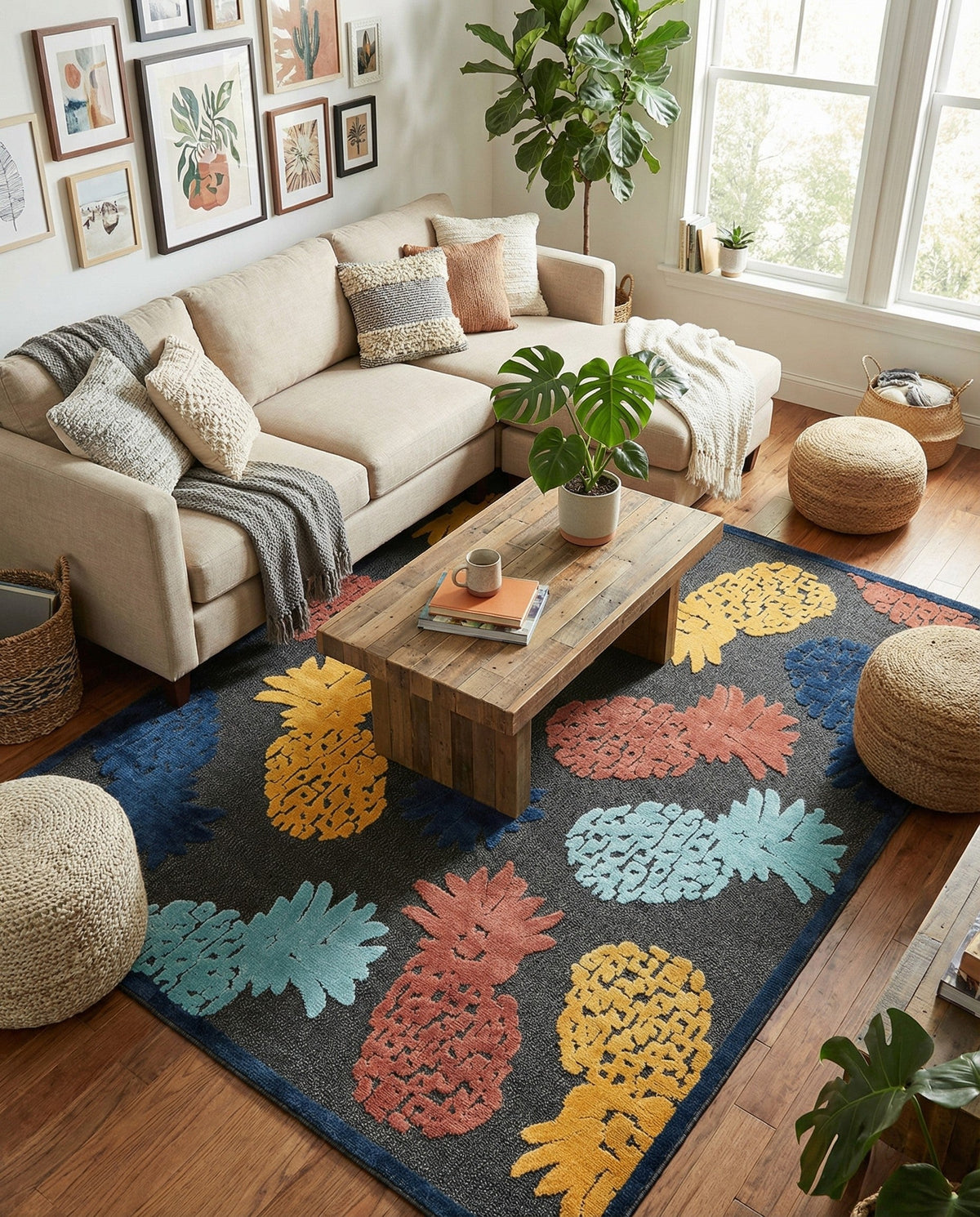 Caribbean Terrace Collection Area Rug -  Nevis Rectangle Black  lifestyle 32