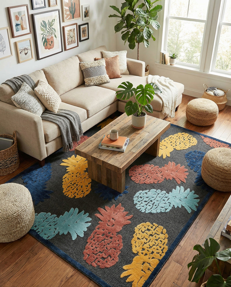 Caribbean Terrace Collection Area Rug -  Nevis Rectangle Black  lifestyle 32
