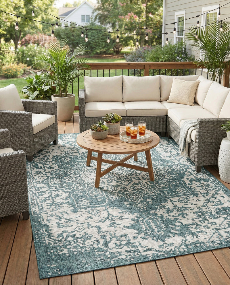 Urban Oasis Rugs Collection Area Rug -  Penthouse (Teal) Rectangle Teal  lifestyle 40