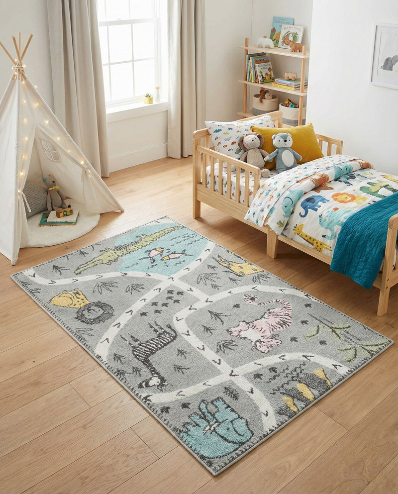 Wonder Tykes Collection Area Rug -  Enigma Rectangle Gray  lifestyle 14