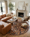 Havana Hide Patchwork Collection Area Rug - Cienfuegos Round Black and Brown  lifestyle 4