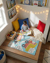 Wonder Tykes Collection Area Rug -  Labyrinth Rectangle Teal  lifestyle 4