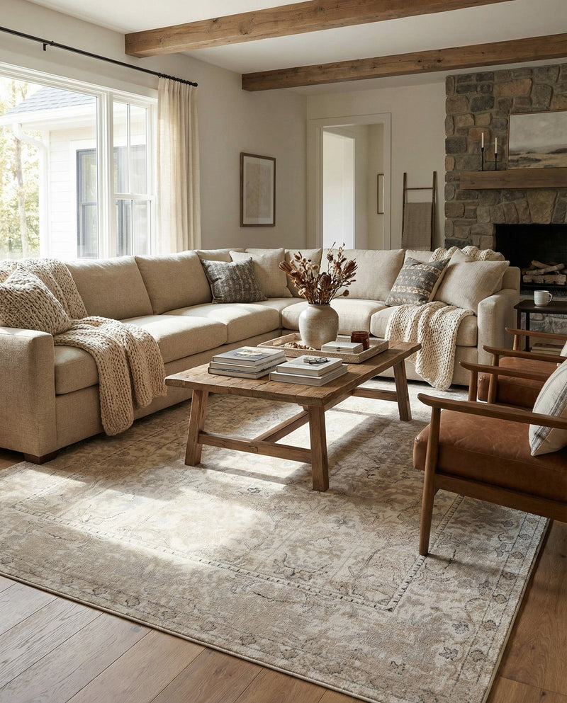 Cascade Range Collection Area Rug -  Shasta (Ivory) Rectangle Ivory  lifestyle 12