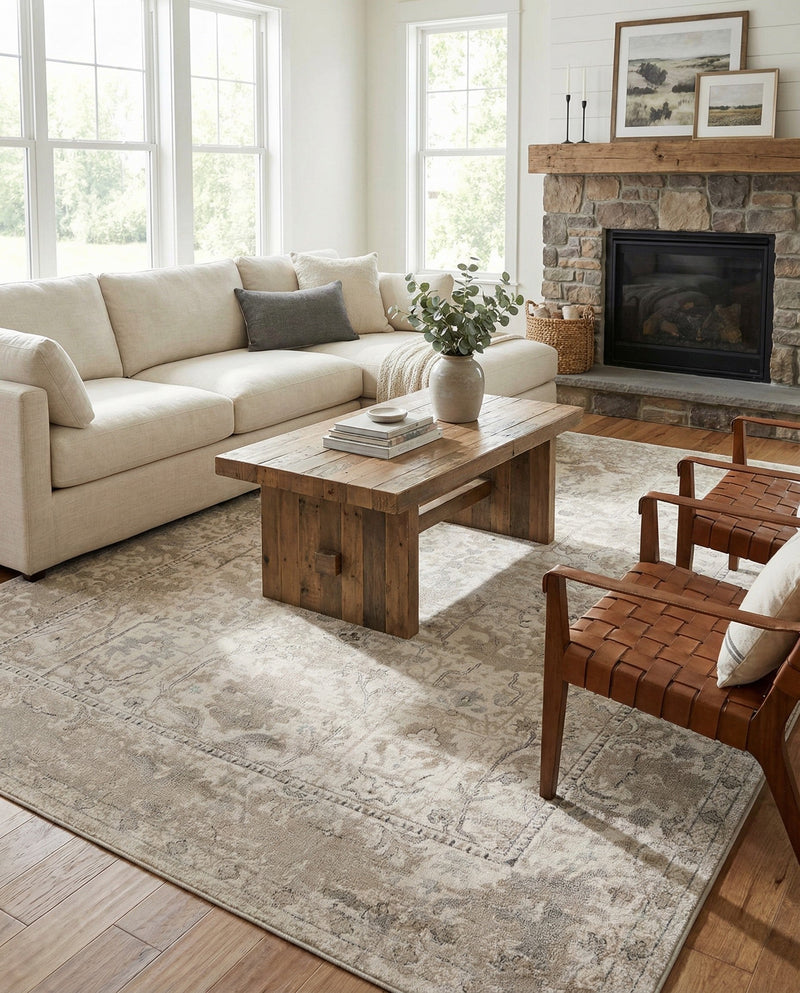 Cascade Range Collection Area Rug -  Shasta (Ivory) Rectangle Ivory  lifestyle 10