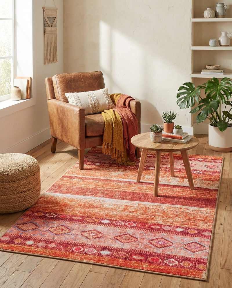 Heritage Elegance Collection Area Rug -  Edinburgh Rectangle Rust Red  lifestyle 23