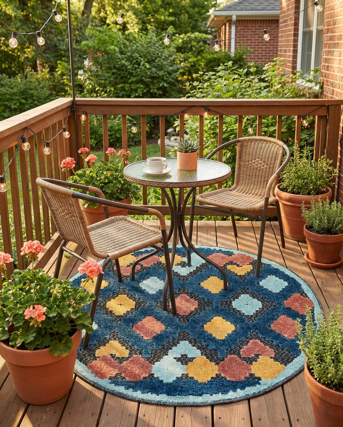 Caribbean Terrace Collection Area Rug -  Tobago Round Charcoal  lifestyle 119