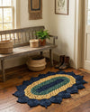 Woven Seaside Jute Collection Area Rug - Coastalhaven (Navy Blue Yellow Green) Oval Navy Blue Yellow Green  lifestyle 12