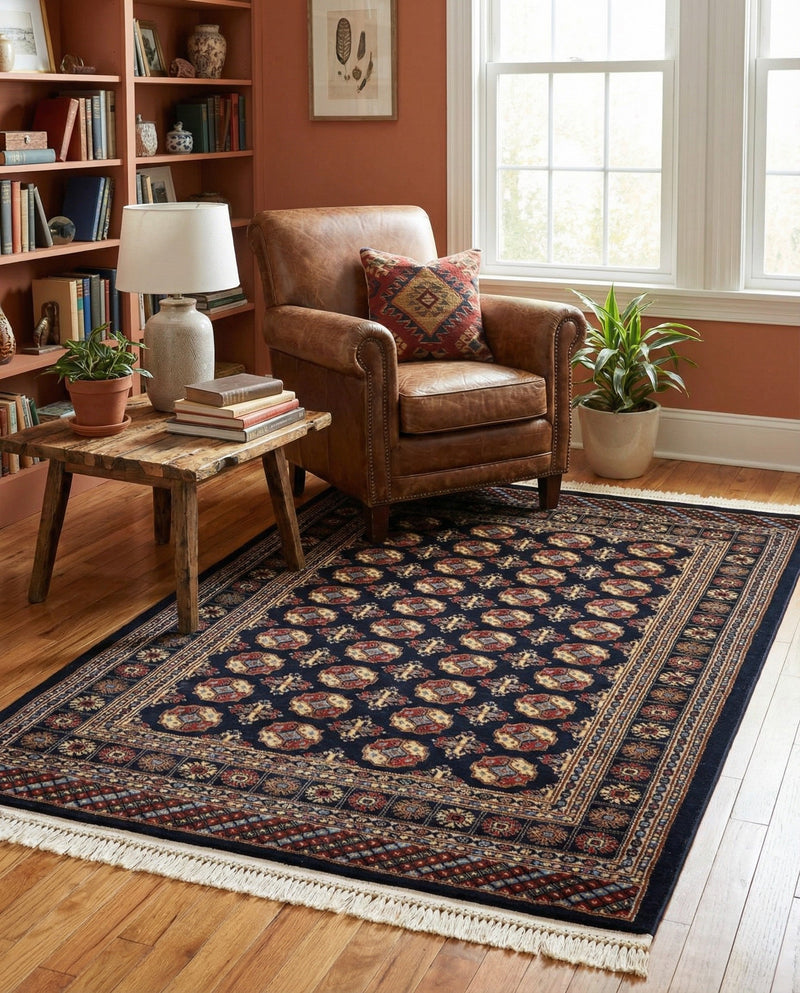 Samarkand Elegance Collection Area Rug -  Margilan (Black) Rectangle Black  lifestyle 23