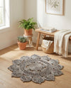 Woven Seaside Jute Collection Area Rug - Coastalhaven (Gray) Round Gray  lifestyle 11
