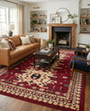 Tabriz Tapestries Collection Area Rug - Azerbaijan (Red) Rectangle Red  lifestyle 3