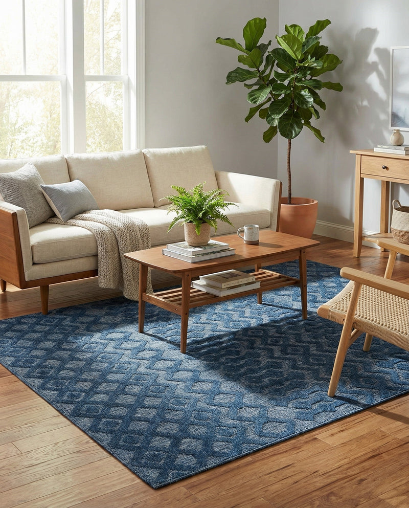 Garden Lattice Charm Collection Area Rug -  Pergola (Navy Blue) Rectangle Navy Blue  lifestyle 5