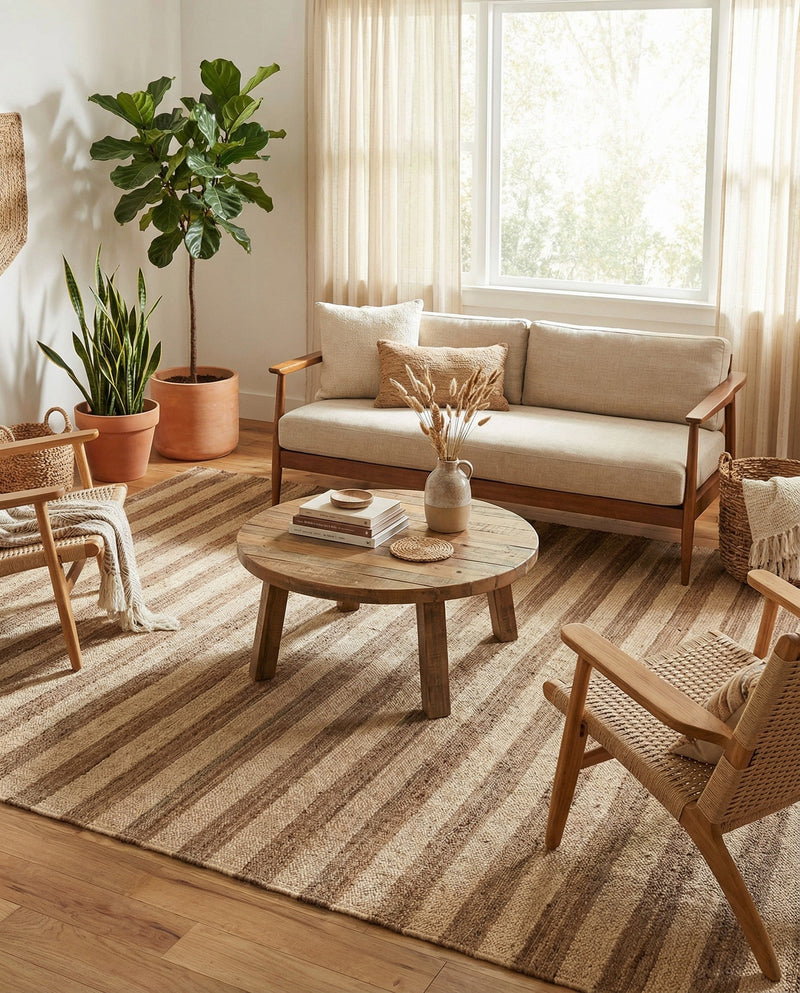 Woven Seaside Jute Collection Area Rug - Nantucket Rectangle Natural Ivory  lifestyle 14