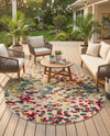 Outdoor Marrakesh Collection Area Rug -  Oujda Round Multi  lifestyle 71