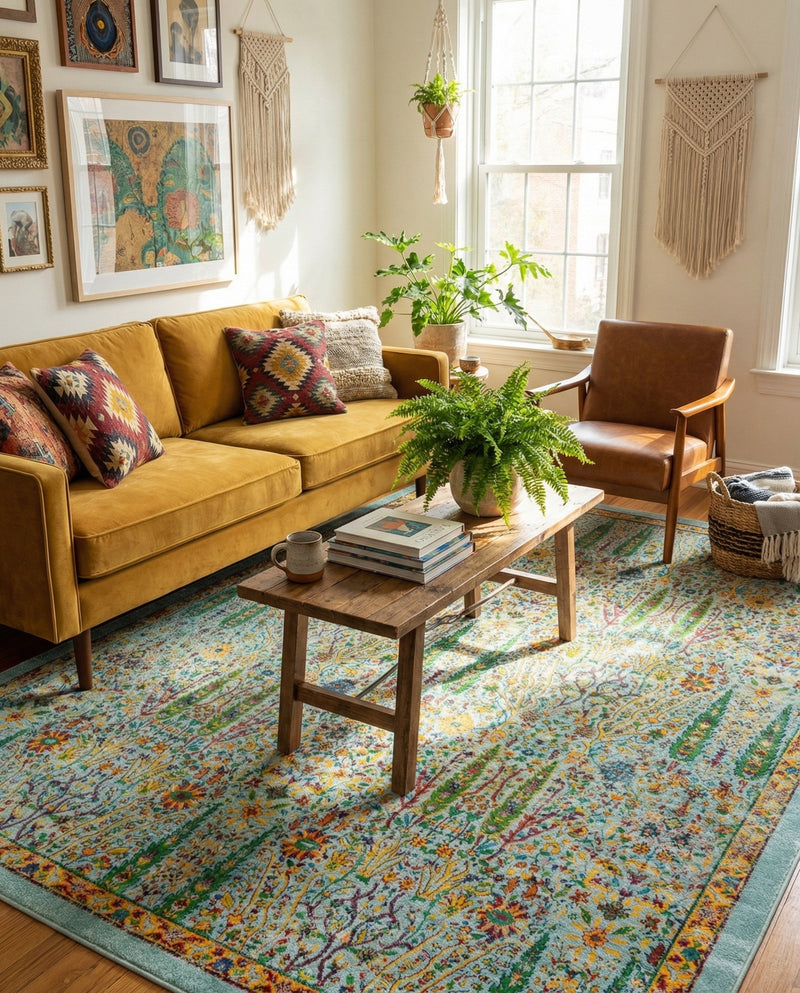 Caribbean Cove Collection Area Rug -  Tobago Rectangle Aqua  lifestyle 20