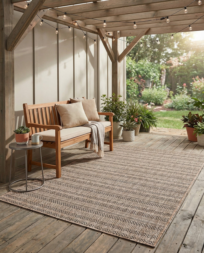 Seaside Stripes Collection Area Rug -  Boardwalk (Natural) Rectangle Natural  lifestyle 27