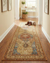 Patio Heritage Collection Area Rug -  Pergola Runner Blue and Light Brown  lifestyle 68