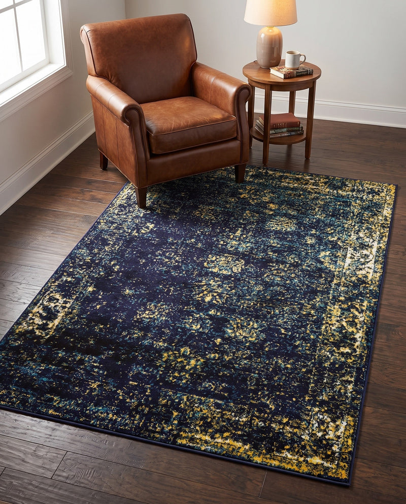 Riviera Elegance Collection Area Rug - Antibes (Navy Blue) Rectangle Navy Blue  lifestyle 35