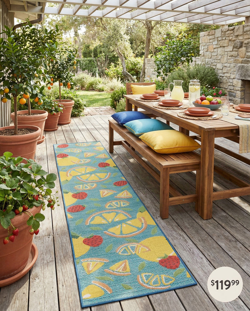 Coastal Terrace Collection Area Rug -  Cove Runner Blue  lifestyle 56