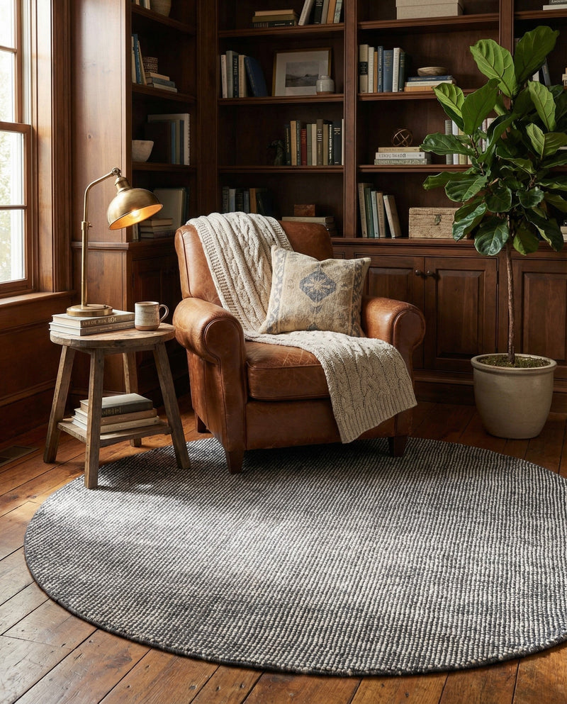 Berkshire Estate Collection Area Rug - Windsor (Earl Grey) Round Earl Grey  lifestyle 72