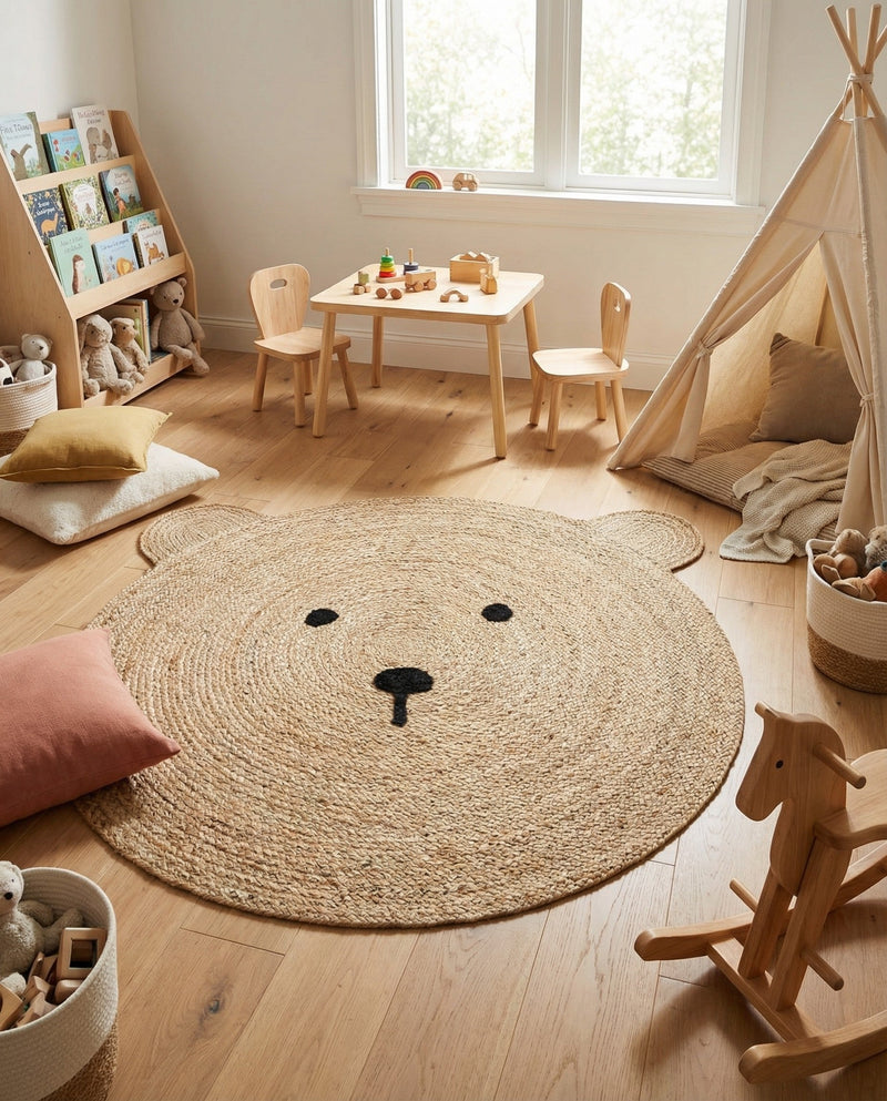 Playful Threads Jute Collection Area Rug - Tanglewood Round Natural  lifestyle 77