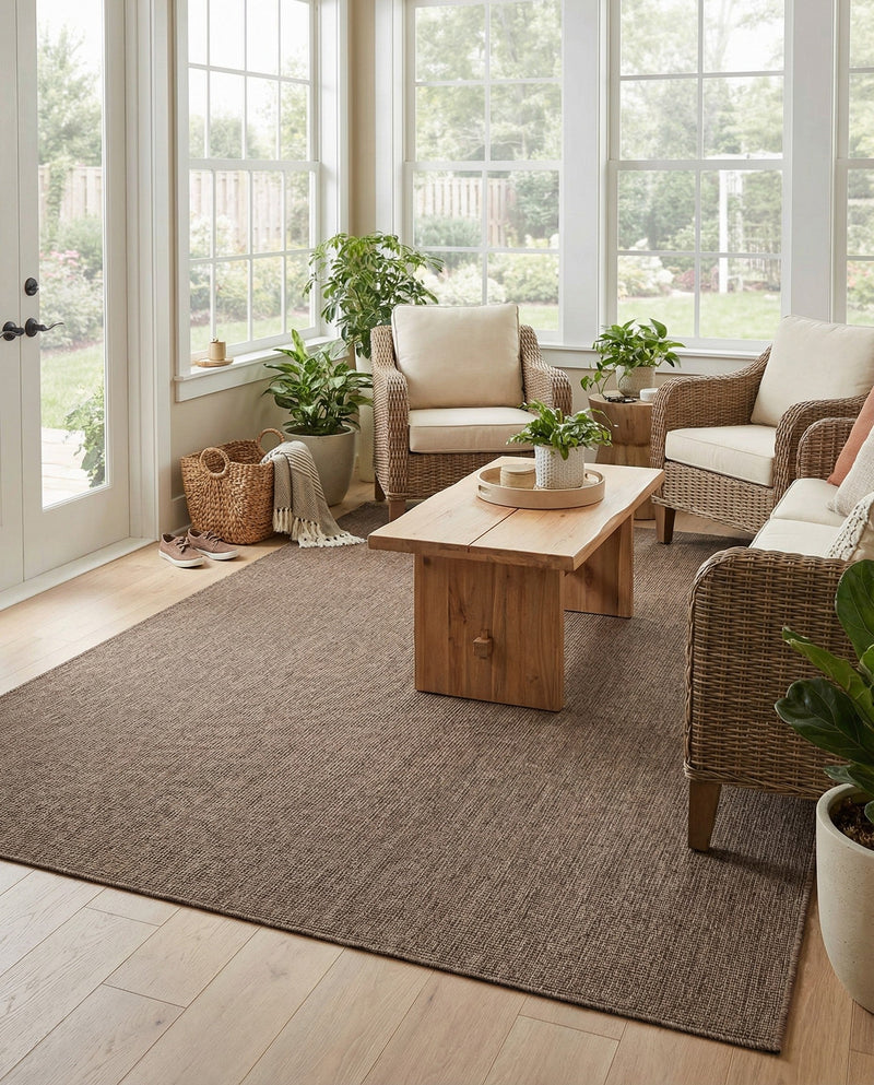 Seaside Serenity Collection Area Rug - Veranda (Light Brown) Rectangle Light Brown  lifestyle 29