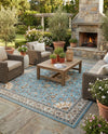 Patio Heritage Collection Area Rug -  Bower Rectangle Blue  lifestyle 36