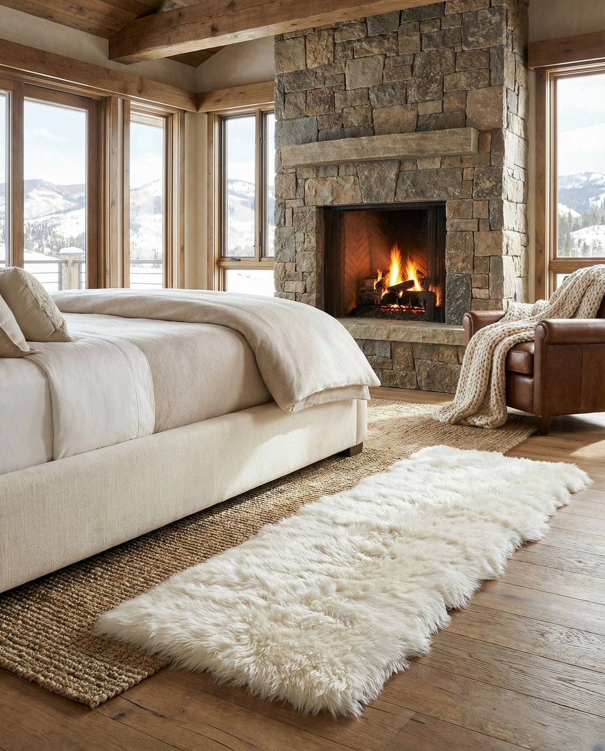 Lambskin Haven Collection Area Rug - Fleeceville Runner White  lifestyle 20