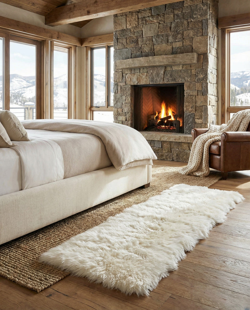 Lambskin Haven Collection Area Rug - Fleeceville Runner White  lifestyle 20