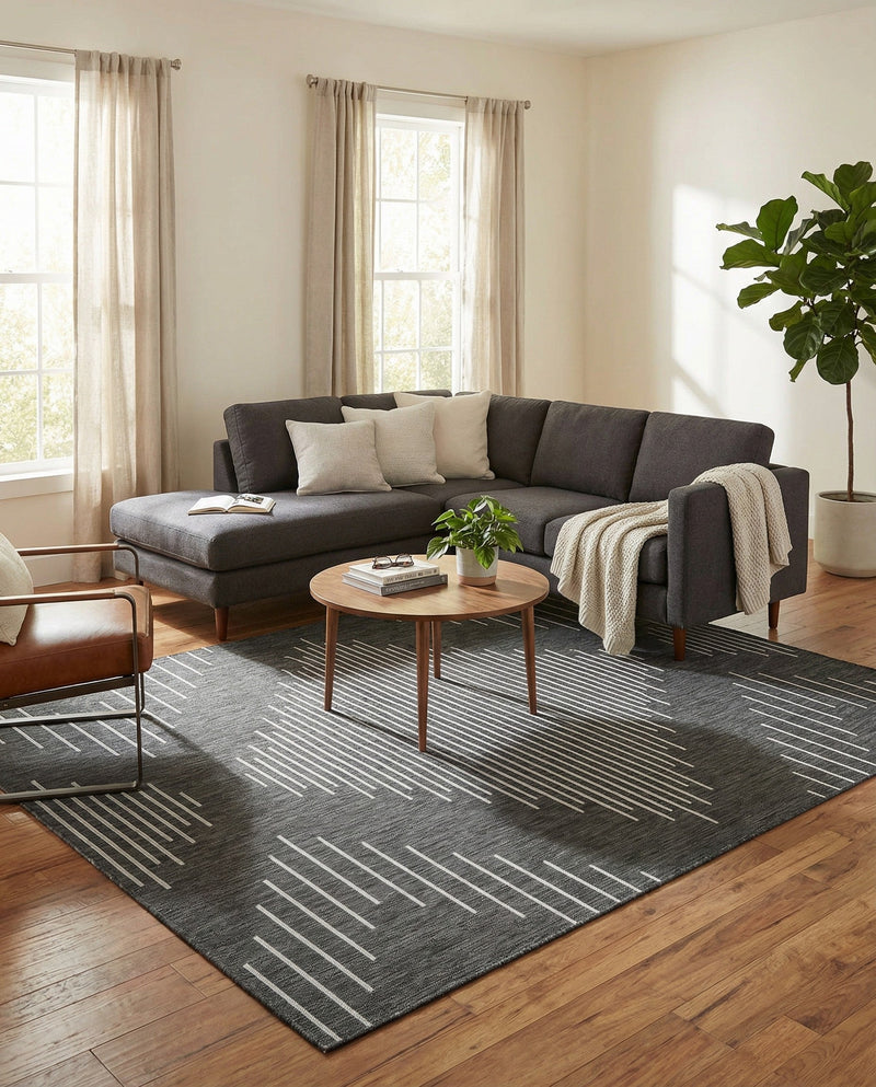 Urban Terrace Collection Area Rug -  Chelsea (Charcoal Gray) Rectangle Charcoal Gray  lifestyle 16