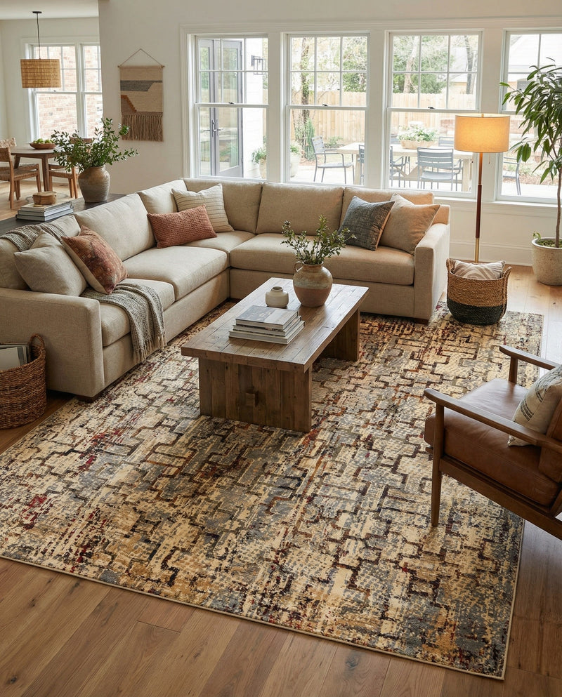 Neptune Elegance Collection Area Rug -  Proteus Rectangle Beige Cream  lifestyle 9